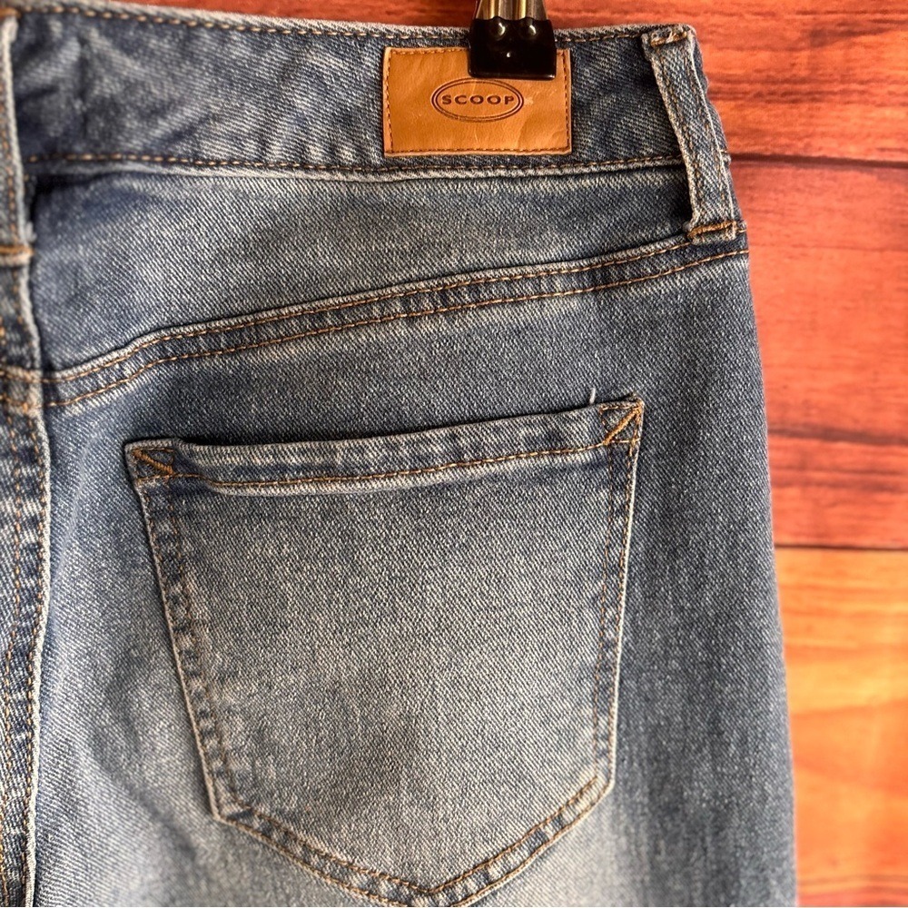 Scoop Womens Wide Leg Crop Jeans Medium Wash Raw Hem Blue Size 4 DSCPB178 - Picture 6 of 10